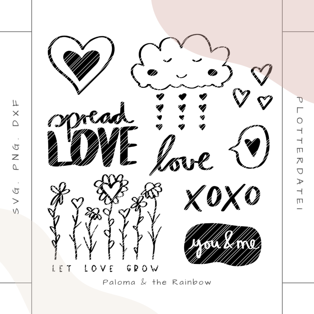 Plotterdatei Siebdruckvorlage 
Plotten digitale Datei Love Bundle Liebe Set Valentinstag 