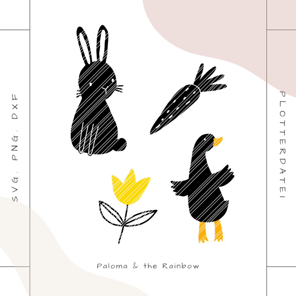 Plotterdatei Siebdruckvorlage Plotten digitale Datei Ostern Bundle Set Osterhase Möhre Ente Plotterdateien und Siebdruckvorlagen